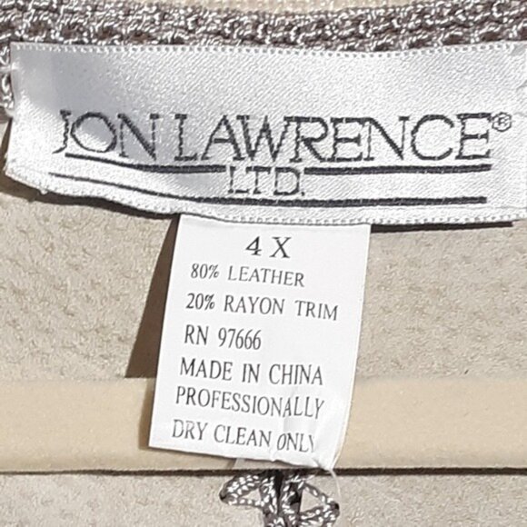 Tan Suede Skirt Suit Womens 4X Midi Crochet Patchwork - Picture 8 of 8